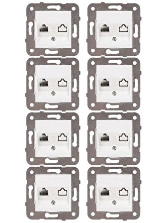 Viko Karre Tekli Nümeris Telefon Prizi Cat3 Beyaz (Çerçeve Dahil) 90967013 (8 Adet)