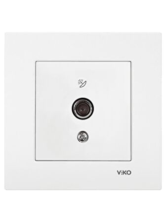 Viko Karre Uydu Prizi F Konnektörlü Geçişli 10dB Beyaz (Çerçeve Dahil) 90967038 (12 Adet)