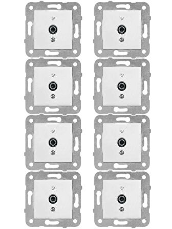 Viko Karre Uydu Prizi F Konnektörlü Geçişli 10dB Beyaz (Çerçeve Dahil) 90967038 (8 Adet)