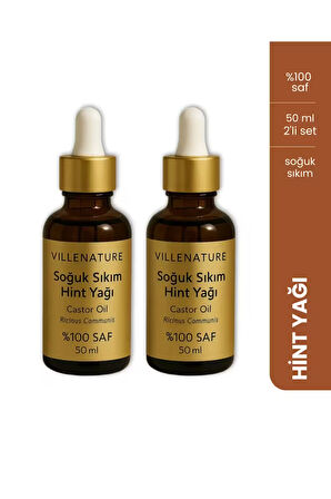 2'li Set Soğuk Sıkım Hint Yağı “Castor Oil” (Ricinus Communis) 50 ML