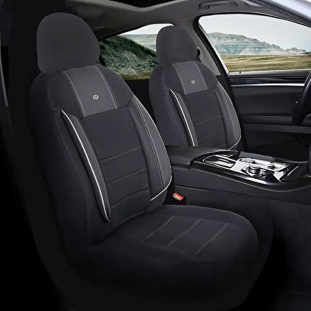 Seat İbiza Araçlara Uyumlu Oto Koltuk Kılıfı Seti - Violet Serisi Siyah/Beyaz