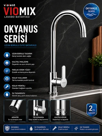Viomix Kuğu Evye Eviye Bataryası Okyanus Serisi Uzun Borulu Yerli Üretim
