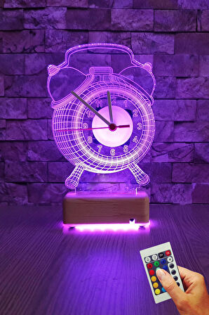 Doğumgünü Hediyesi Saat Tasarımlı 3d Gece Lambası 16 Renkli Led