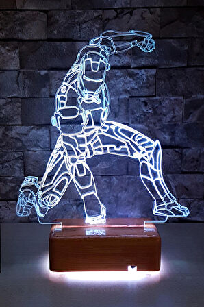 Ironman Demir Adam Tasarım Led Gece Lambası 16 Renkli Doğumgünü Hediyesi