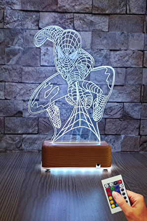 Doğum Günü Hediyesi Örümcek Adam 3d Led Gece Lambası 16 Renkli
