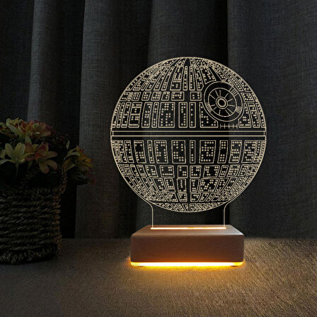 Ölüm Yıldızı Tasarım 3d Star wars Led Lamba Çocuk Odası Gece Lambası