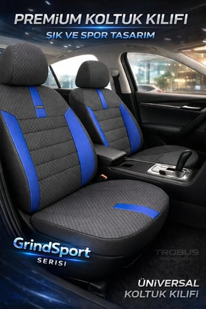 Toyota Corolla Xl 1993-1998 Bütün Arka Sırt Oturak Uyumlu Vira GrindSport Siyah Mavi Koltuk Kılıfı