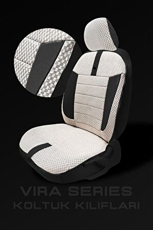 Renault Toros 1989-2000 Aracınıza Uyumlu Koltuk Kılıfı Vira Bej Siyah
