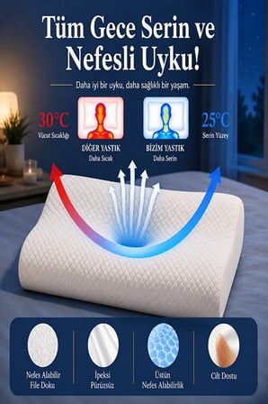 Yüzüstü Uyku Yastığı – Nefes Alabilen Ergonomik Çift Taraflı Visco Yastık