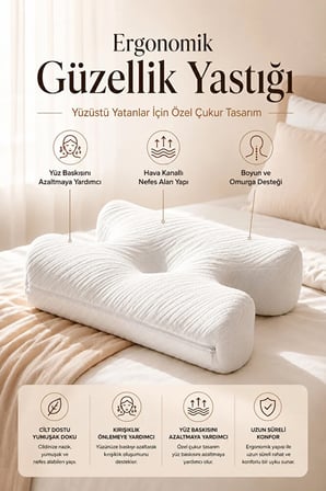 Cilt Dostu Kırışıklık Önlemeye Yardımcı Yüzünüzü Koruyan Güzellik Yastığı