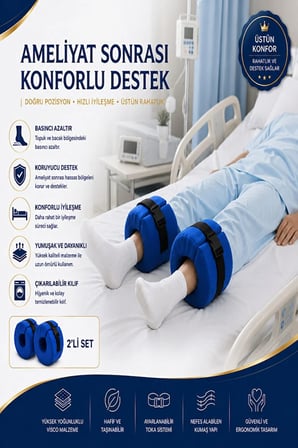 Çok Amaçlı Ayak ve El Destek Pedi – Yatalak Hasta Pozisyonlama Yastığı, Ayarlanabilir Kemerli, Visco Destekli Topuk, Bilek ve El Koruyucu Destek Pedi