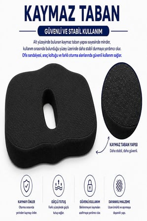Ortopedik Oturma Minderi – Kuyruk Sokumu Destek Minderi Uzun Süreli Oturuşlar İçin Ergonomik Ofis ve Araç Koltuğu Minderi Visco Minder