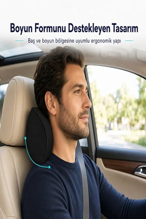 Visco Araç Boyun Yastığı – Ergonomik Boyun Destekli Oto Koltuk Başlık Yastığı