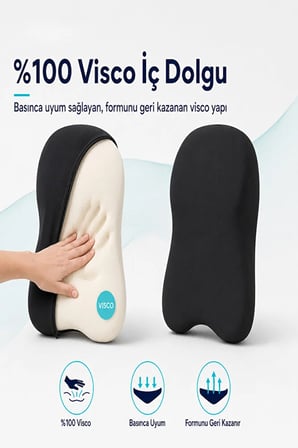 Araç Boyun ve Ense Destek Yastığı – Visco Dolgulu, Ayarlanabilir Kemerli