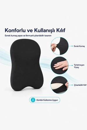 Araç Boyun ve Ense Destek Yastığı – Visco Dolgulu, Ayarlanabilir Kemerli