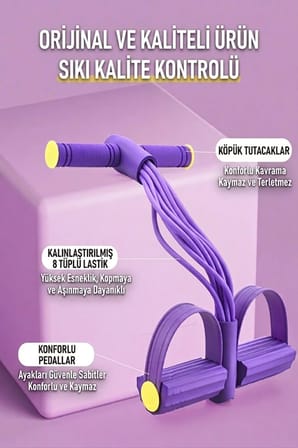 Vücut Geliştirme ve Karın Egzersiz Aleti Taşınabilir Direnç Lastikli Fitness Ekipmanı 8 tüplü