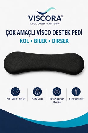 Çok Amaçlı %100 Visco Kol, Bilek ve Dirsek Destek Pedi, Fermuarlı Kılıf