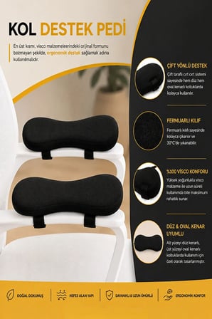 Ergonomik Çift Taraflı Visco Kol Destek Pedi – Kolçak ve Dirsek Destek Minderi 2 li Set