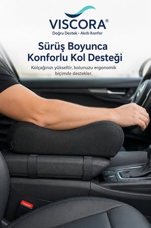 Oto Kolçak Yükseltme Pedi – Visco Dolgulu, Nefes Alan Kumaşlı, Ayarlanabilir Kol Desteği