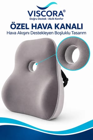 Premium Ortopedik Sırt Destek Minderi – Hava Kanallı %100 Visco Bel Desteği