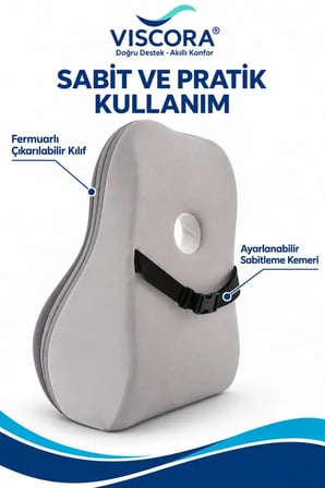 Premium Ortopedik Sırt Destek Minderi – Hava Kanallı %100 Visco Bel Desteği