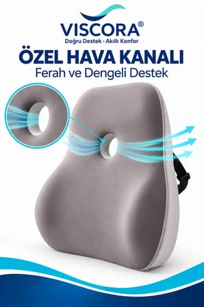 Premium Ortopedik Sırt Destek Minderi – Hava Kanallı %100 Visco Bel Desteği