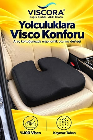 Visco Kuyruk Sokumu Oturma Minderi – Araba, Ofis ve Ev İçin U Şekilli Kaymaz Taban