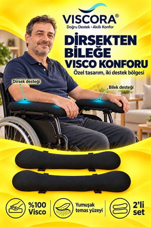 Visco Tekerlekli Sandalye Kolçak Destek Pedi 2’li – Cırtlı Dirsek ve Bilek Destek Minderi