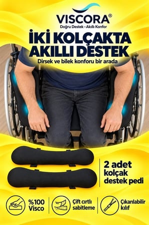 Visco Tekerlekli Sandalye Kolçak Destek Pedi 2’li – Cırtlı Dirsek ve Bilek Destek Minderi