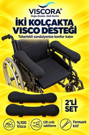 Visco Tekerlekli Sandalye Kolçak Destek Pedi 2’li – Cırtlı Dirsek ve Bilek Destek Minderi