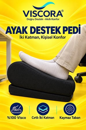Ayak Destek Pedi – Masa Altı, Ofis ve Ev İçin Visco İki Katmanlı Kaymaz Ayak Minderi