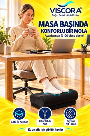 Ayak Destek Pedi – Masa Altı, Ofis ve Ev İçin Visco İki Katmanlı Kaymaz Ayak Minderi