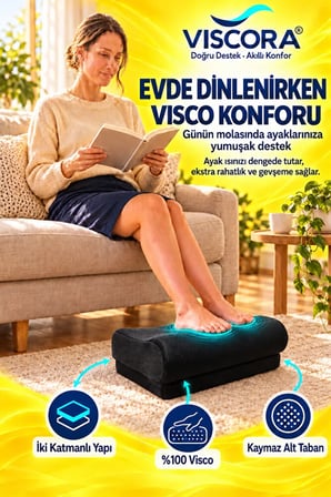 Ayak Destek Pedi – Masa Altı, Ofis ve Ev İçin Visco İki Katmanlı Kaymaz Ayak Minderi
