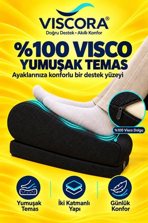 Ayak Destek Pedi – Masa Altı, Ofis ve Ev İçin Visco İki Katmanlı Kaymaz Ayak Minderi