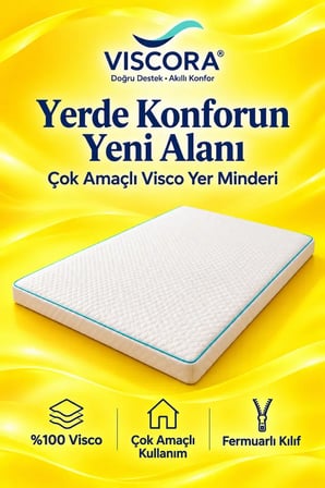 Çok Amaçlı Visco Yer Minderi – Çocuk Oyun ve Okuma Köşesi İçin Fermuarlı 70×90×5 cm