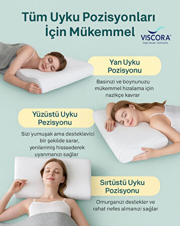 VISCORA® Boyun Ağrısı Karşıtı Visco Köpük Yastık – Ergonomik Kafa ve Omurga Desteği