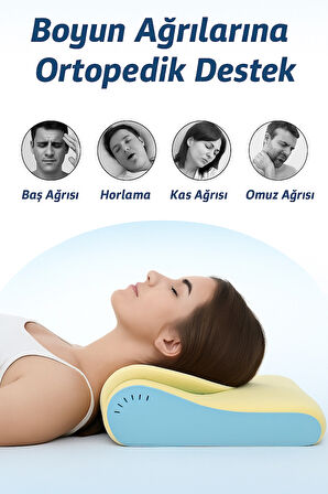 Boyun Destekli Visco Yastık Boyun Fıtığı Boyun Düzleşmesi Için Ortopedik Boyun Yastığı 32X52X11