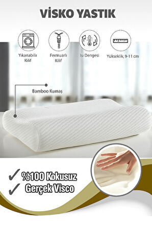 Boyun Destekli Visco Yastık Boyun Fıtığı Boyun Düzleşmesi Için Ortopedik Boyun Yastığı 32X52X11