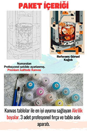 Sayılarla Boyama Hobi Seti Çerçeveli Numaralı Tuval Fırça Boya Dahil Kasnaklı 40x50 Cm  VİSKİBARDAK