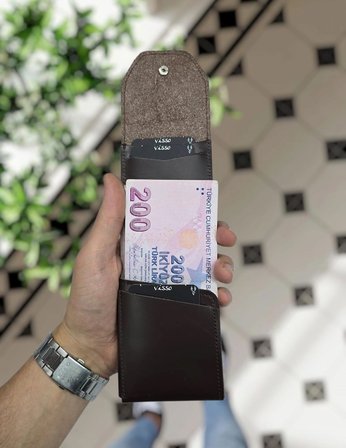 Visso 571 Hakiki Deri Efsane Trend Model Çok Para Konan Cüzdan Unisex Kartlık Çıtçıtlı En Çok Tercih Edilen Model KAHVERENGİ DÜZ DERİ