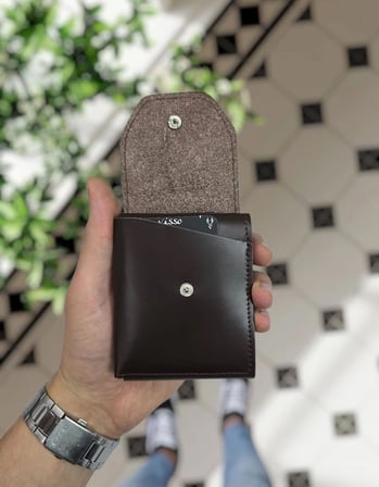 Visso 571 Hakiki Deri Efsane Trend Model Çok Para Konan Cüzdan Unisex Kartlık Çıtçıtlı En Çok Tercih Edilen Model KAHVERENGİ DÜZ DERİ