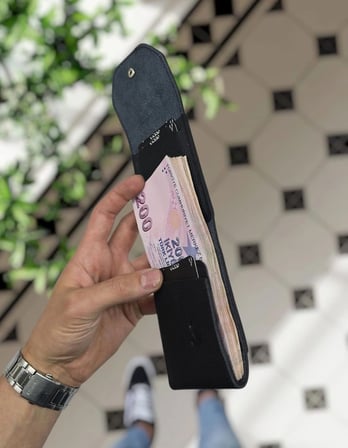 Visso 571 Hakiki Deri Efsane Trend Model Çok Para Konan Cüzdan Unisex Kartlık Çıtçıtlı En Çok Tercih Edilen Model SİYAH RENK DERİ