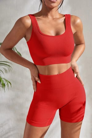 Vitaliselanfashion Kadın Kırmızı Kalın Askılı Yüksek Bel Şortlu Gecelik Takımı