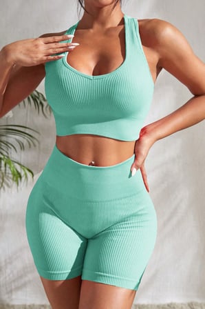 Vitaliselanfashion Kadın Açık Mavi Yüksek Bel Çapraz Sırt Detaylı Şortlu Gecelik Takım