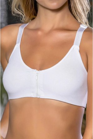Vitaliselanfashion Beyaz Önden Fermuarlı Pamuklu Sütyen,Günlük ve Medikal Kullanım İçin, Kadın İç Giyim | Vitaliselan F