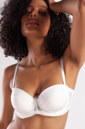 Vitaliselanfashion Golshan Gala Balconette Foam Cup Bra, Ekru Konforlu ve Şık Sütyen, Strapless