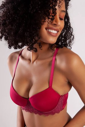 Vitaliselanfashion Golshan Garland Big size Plunge Bra, Şarap Rengi Konforlu ve Şık Sütyen