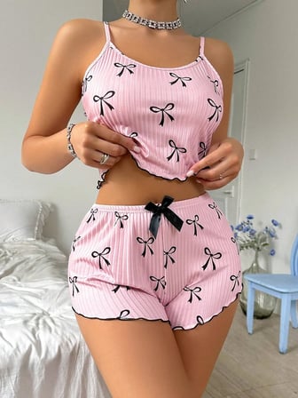 Vitaliselanfashion Pembe Fiyonklu Askılı Şortlu Kadın Pijama Takımı, Yumuşak Kumaş, Şık Detaylar,Yazlık Kadın Pijama