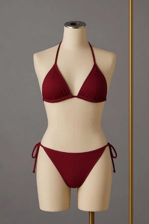 Vitaliselanfashion Kadın Bordo Yandan ve Boyundan Bağlamalı Bikini Mayo Takımı