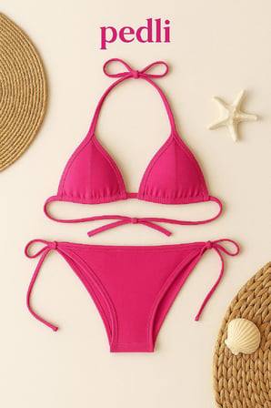 Vitaliselanfashion Kadın Fuşya Yandan Bağlamalı Bikini Mayo Takımı